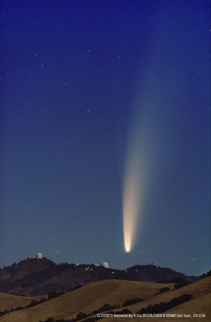 Cometa C/2020 F3 (Neowise) fotografado a partir da Califórnia, EUA - Créditos: Y. Liu