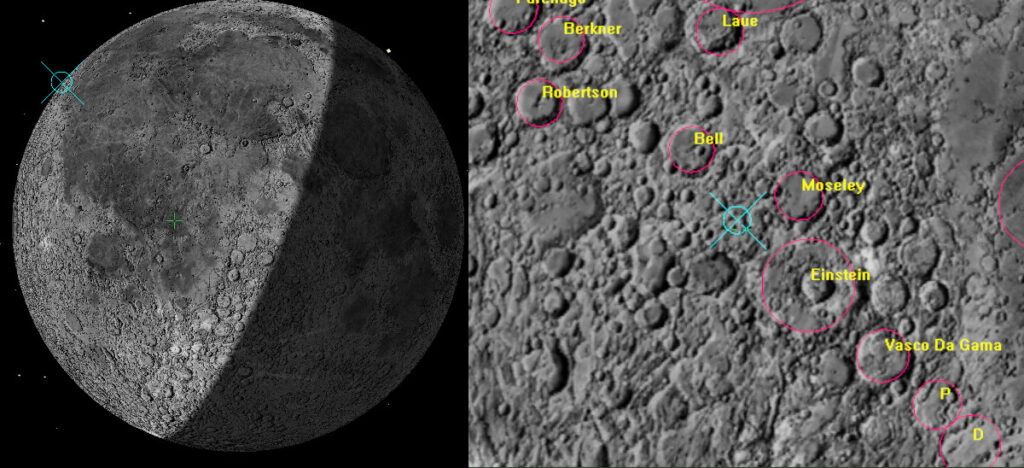 Local do impacto do Falcon 9 com a Lua - Créditos: Project Pluto